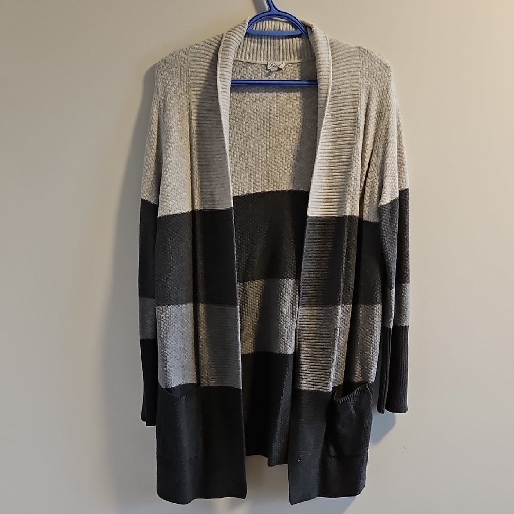 Kismet Black and Gray Striped Cardigan